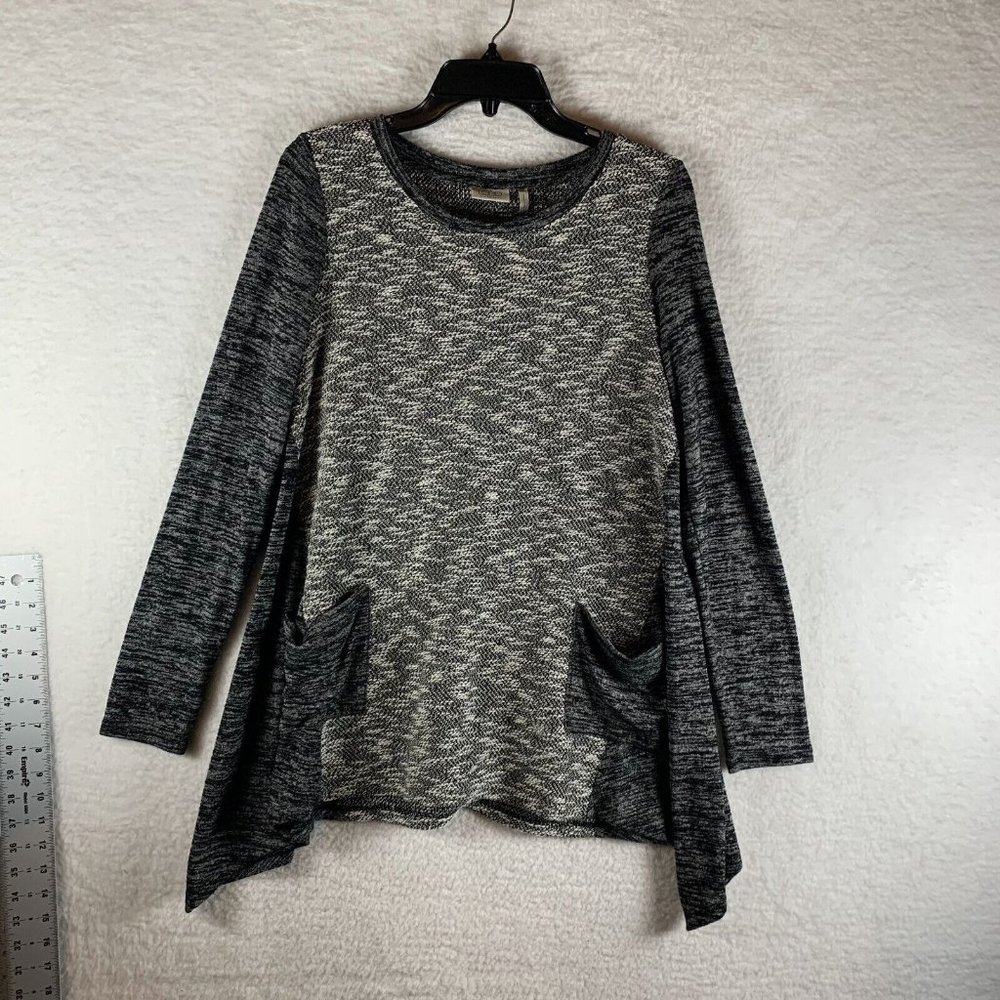Logo By Lori Goldstein Sweater Women Small Gray Stretch Round Neck Pullover 7866